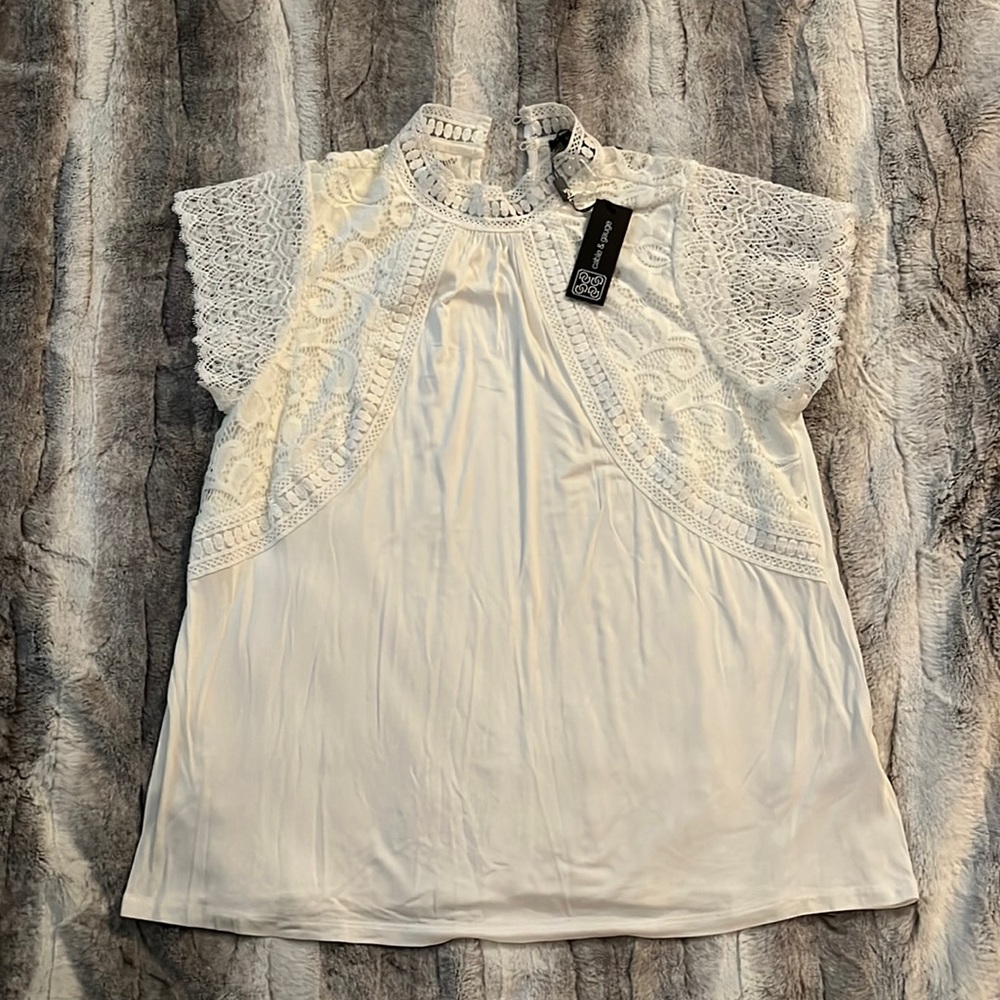 Lace Trim Sleeve Blouse.